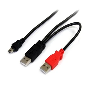 Startech 1 Ft Usb Y Cable For External Hard Drive - Usb A To Mini - Picture 1 of 5