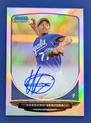 2013 年 Bowman Chrome 选秀前景 Yordano Ventura 折射器亲笔签名 RC #d /500 — 第 1/2 张图片