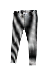 Mirillus Girls Cotton Striped Stretchy Pull-On Ankle Legging Pants Black 4 - Picture 1 of 4