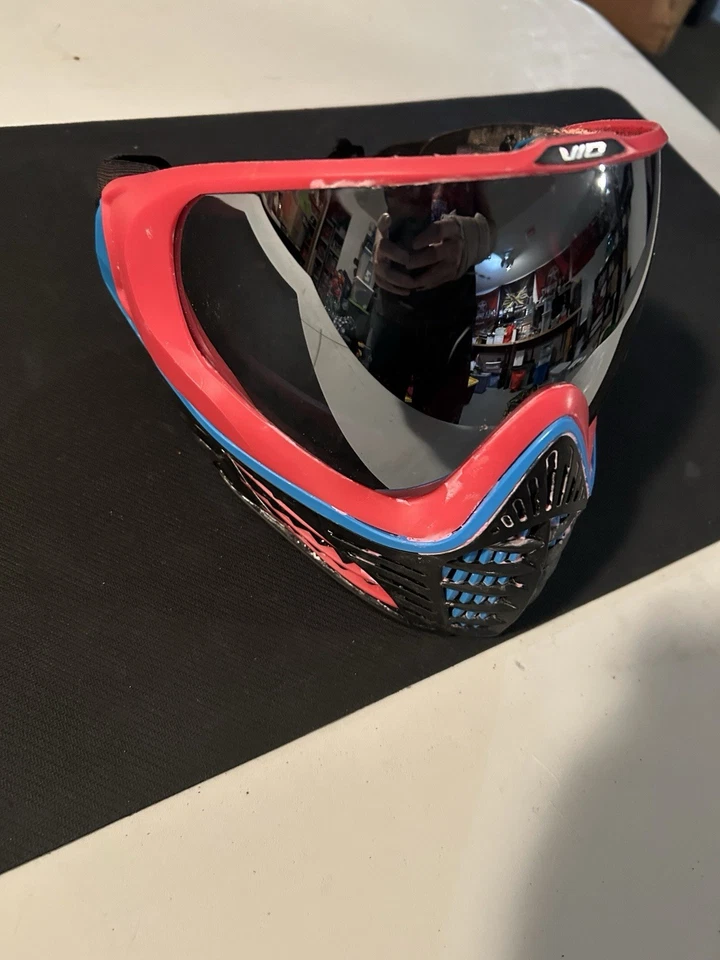 Máscara de paintball virtud vio. Lente espejada azul y rosa. MASCARILLA USADA. Paintball Foto 1 de 4