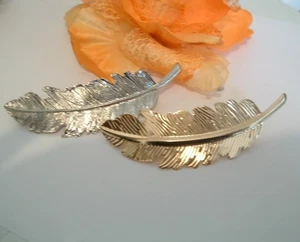 Paar Haarspangen Silber und Blattgold Herbst - Bild 1 von 4