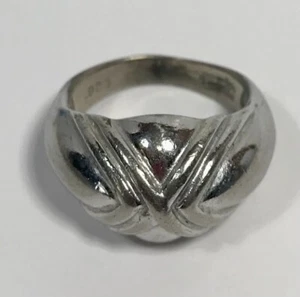 Sterling Silber 925 Ring x Muster gewölbt Größe 7 6,3 g Vintage glänzend - Bild 1 von 12