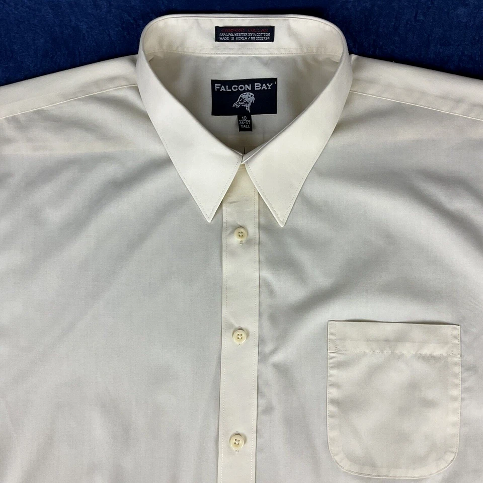 Мужчины комфорт воротник длинным рукавом на пуговицах платье рубашка высокий размер 18 36-37 Lt желтый - Изображение 1 из 4