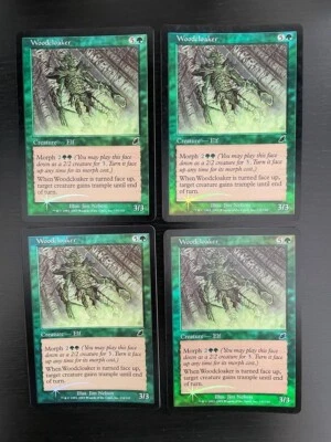 MTG 4X FOIL SCOURGE WOODCLOAKER NM MAGIC THE GATHERING CREATURE COMMON GREEN - Image 1 of 4