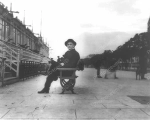 Houdini Sits On Bench At Train Station 8x10 Reprint Of Old Photo - Picture 1 of 1