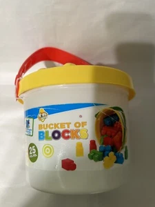 Kids@Work A Bucket of Blocks 25pc Building Blocks Yellow Top with Storage Bucket - Picture 1 of 7