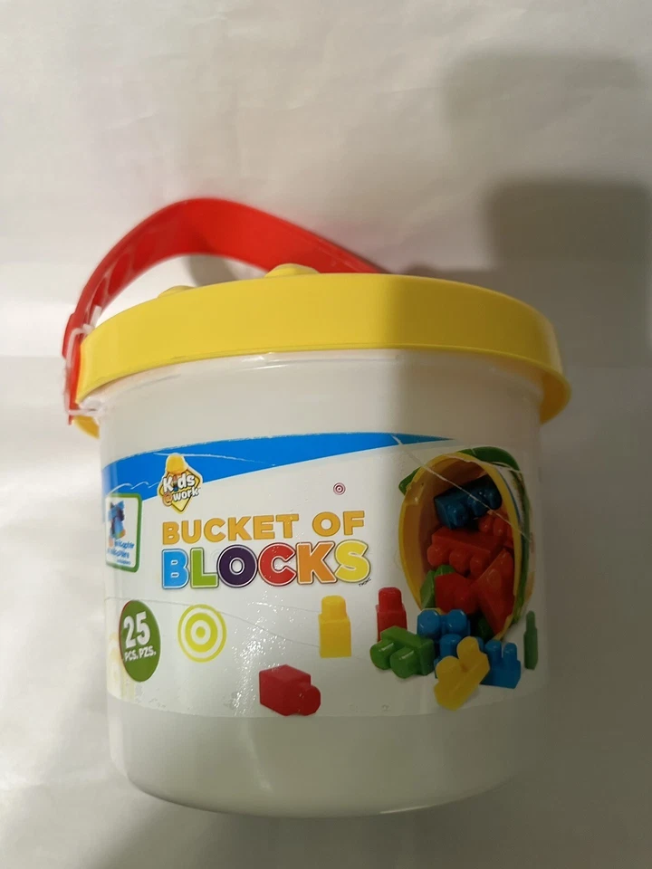Kids@Work A Bucket of Blocks 25pc Building Blocks Yellow Top with Storage Bucket - Image 1 of 4