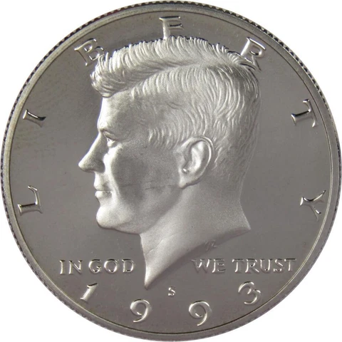 1993 S Kennedy Half Dollar Choice Proof Clad 50c US Coin Collectible Cover