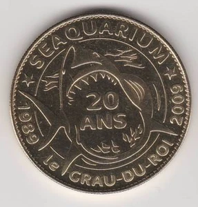 A  2010 TOKEN MEDAILLE  A-B -- 30 240 N°1 SEAQUARIUM 20 ANS REQUIN / SHARK - Imagen 1 de 2