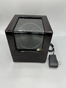 Double Watch Winder Storage Box Ebony Display Adapter Battery Ready *flaws - Picture 1 of 12