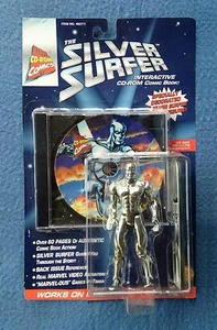 SILVER SURFER FIGURE WITH CD-ROM MARVEL COMIC BOOK TOY BIZ TOYBIZ 1996 6 INCH - Picture 1 of 2