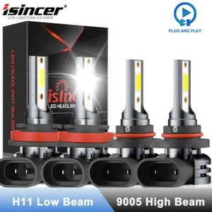 4x 9005 H11 LED Headlight Combo High Low Beam Bulbs Kit Super White Bright Lamps - Picture 1 of 16