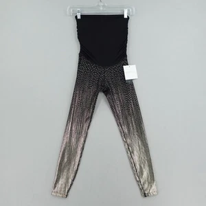 NWT Beyond Yoga Maternity Leggings XS Black Gold Metallic Print Beyond The Bump - Picture 1 of 17
