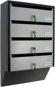 Depot 4 Letterbox System Silver Black Steel Plate Name Tag Holder Cylinder Lock - Picture 1 of 7