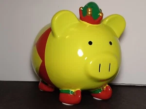 CERDO ELFO DE NAVIDAD Estatuilla Grande Banco de Cerámica Objetivo Circo 2010 RARO Cerdito - Imagen 1 de 12