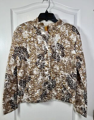 Ruby Rd Lightweight Puffer Jacket Womens Medium Nuetrals Full Zip Cardigan Soft - Image 1 of 4