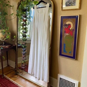 Vintage Ballinger Gold White Cream 1990s Dress Wedding Gown Beach Bride Classic - Picture 1 of 8