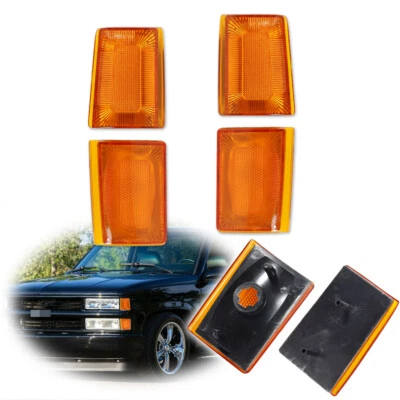 For 1988-1993 Chevy Truck Pickup C/K 1500 Amber Front Side Marker Light Set of 4 - Image 1 of 4