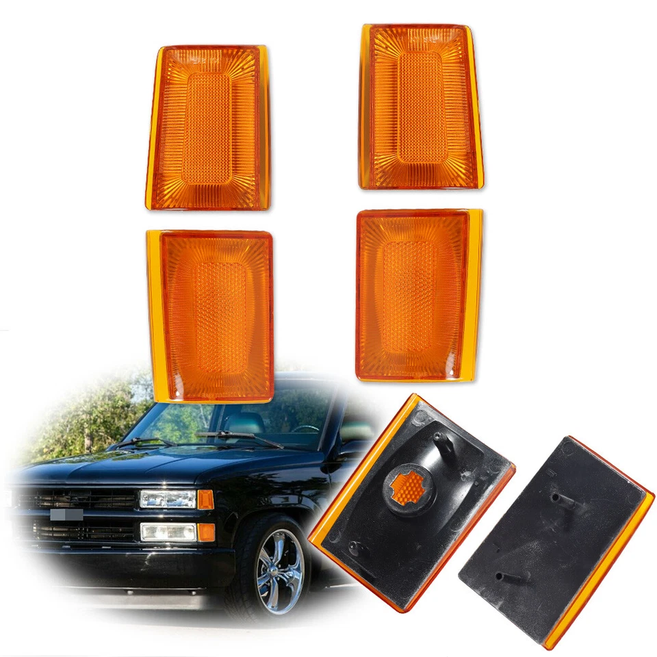 For 1988-1993 Chevy Truck Pickup C/K 1500 Amber Front Side Marker Light Set of 4 - Image 1 of 4