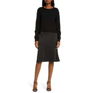 Neu mit Etikett Sam Edelman Damenkleid Größe 0 schwarz Trägerkleid mit bauchfreiem Pullover Einzelhandel 118 $ - Bild 1 von 10