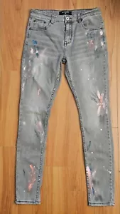 Serenede Modern Matisse Painted Jeans Size 32 Stretch Gray - Picture 1 of 8
