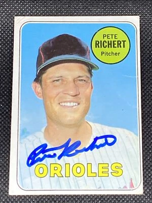 Карта Пита Ричерта Ориолса с автографом 1969 Topps No86 ~ сертификат подлинности - Изображение 1 из 4