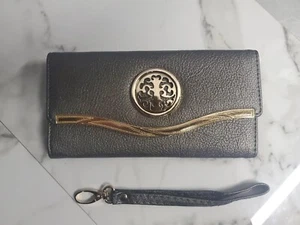 Neu Francesca’s graue Geldbörse mit Kalbsleder Gold Metallbesatz - Bild 1 von 11