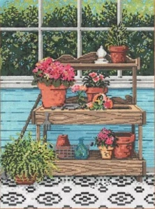 Needlepoint Handpainted Sandra Gilmore Potting Place 9x13 - Picture 1 of 1