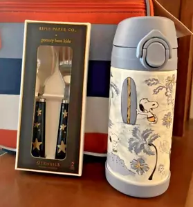 SNOOPY Pottery barn school Peanuts Water Bottle +Utensil Set Disney Beach Star - - Picture 1 of 20