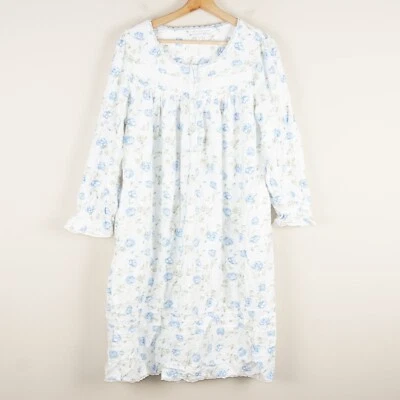 Camisón vals mezcla algodón cepillado estampado floral azul manga larga Eileen West S Foto 1 de 4