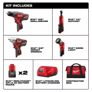 Milwaukee CANADA 12V Li-Ion Cordless Combo Tool Kit (4-Tool) - Picture 1 of 12