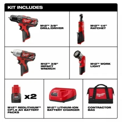 Milwaukee CANADA 12V Li-Ion Cordless Combo Tool Kit (4-Tool) - Image 1 of 4
