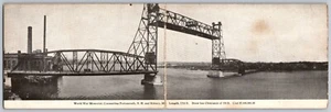 Memorial Lift Bridge Double Postcard Connecting Portsmouth NH Kittery ME #1428 - Picture 1 of 2