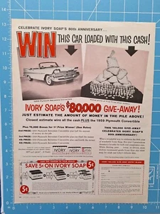 1959 IVORY BAR SOAP Plymouth Convertible Contest Win Coupon Print Ad - Picture 1 of 1
