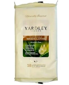 🫧 YARDLEY LONDON 18-Count Pack 12"X18" ●DISPOSABLE WASHCLOTHS● alcohol-free.