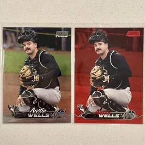 2024 Topps Stadium Club Austin Wells Chrome + Red Foil RC #216 Yankees (2) - Picture 1 of 1