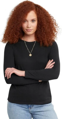 Camiseta para mujer Hanes manga larga cuello redondo 100 % algodón camiseta sin etiquetas talla XL Foto 1 de 4