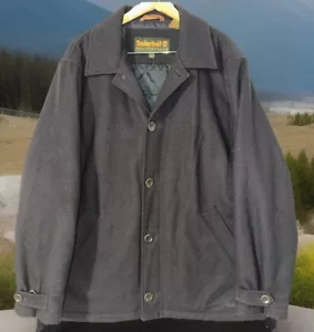EUC Vintage Timberland Weathergear Jacket Men Sz Large Coat Charcoal Gray Wool - Picture 1 of 13