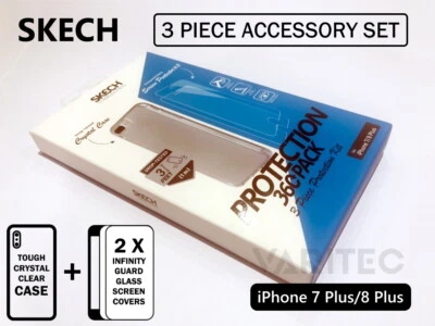 Protector de pantalla de vidrio Skech 2x + funda trasera transparente para iPhone 6+ 7+ 8+ Plus Foto 1 de 3