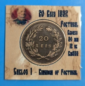 1892 Portugal 20 Reis Carlos I KM 553 #130 - Bild 1 von 2