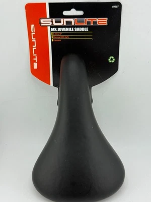 Asiento de bicicleta acolchado juvenil Sunlite MX 5 1/2 pulgadas por 9 pulgadas - negro con abrazadera Foto 1 de 4