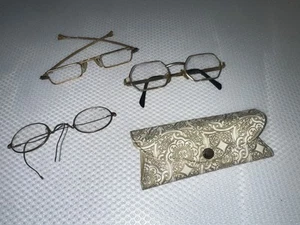 Vintage Eyeglasses and Case, 3 Metal Frames, Collectible - Picture 1 of 9
