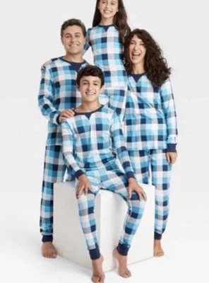 Juego de dormir WonderShop 2 piezas azul a cuadros ajuste ceñido para mujer talla M Foto 1 de 4