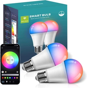 LED Smart WiFi Bulbs E27 Alexa Google Home Music Sync Dimming Color Changing RGB - Picture 1 of 12