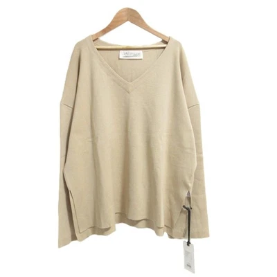 Suéter Jersey Chaos Cuello en V Pecheur Tejido Algodón, Talla Gratis, Beige Mujer USADO Foto 1 de 4