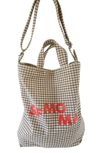Baggu San Francisco SF MOMA Duck Tote Bag Natural Grid - Picture 1 of 10