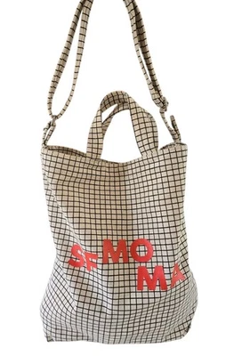Baggu San Francisco SF MOMA Duck Tote Bag Natural Grid - Image 1 of 4
