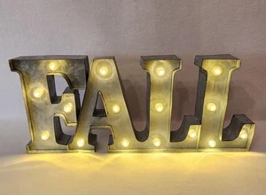 Light Up Letter Sign “Fall” Metal Approximately 8” Tall 18.5” Long Works - Picture 1 of 7