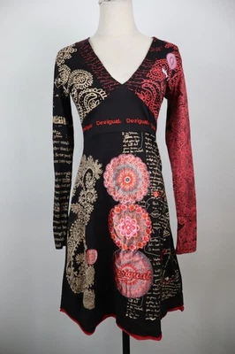 DESIGUAL VESTITO ABITO MANICA LUNGA DONNA TG XS WOMAN CASUAL VINTAGE DRESS LOGO - Immagine 1 di 4