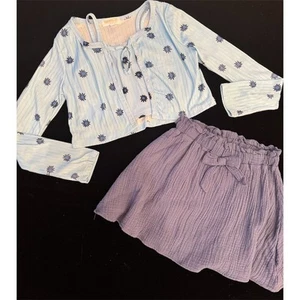 Preppy Kensie Girl Floral Cardigan & Skirt Set Size 10 Blue Daisy Casual Outfit - Picture 1 of 8